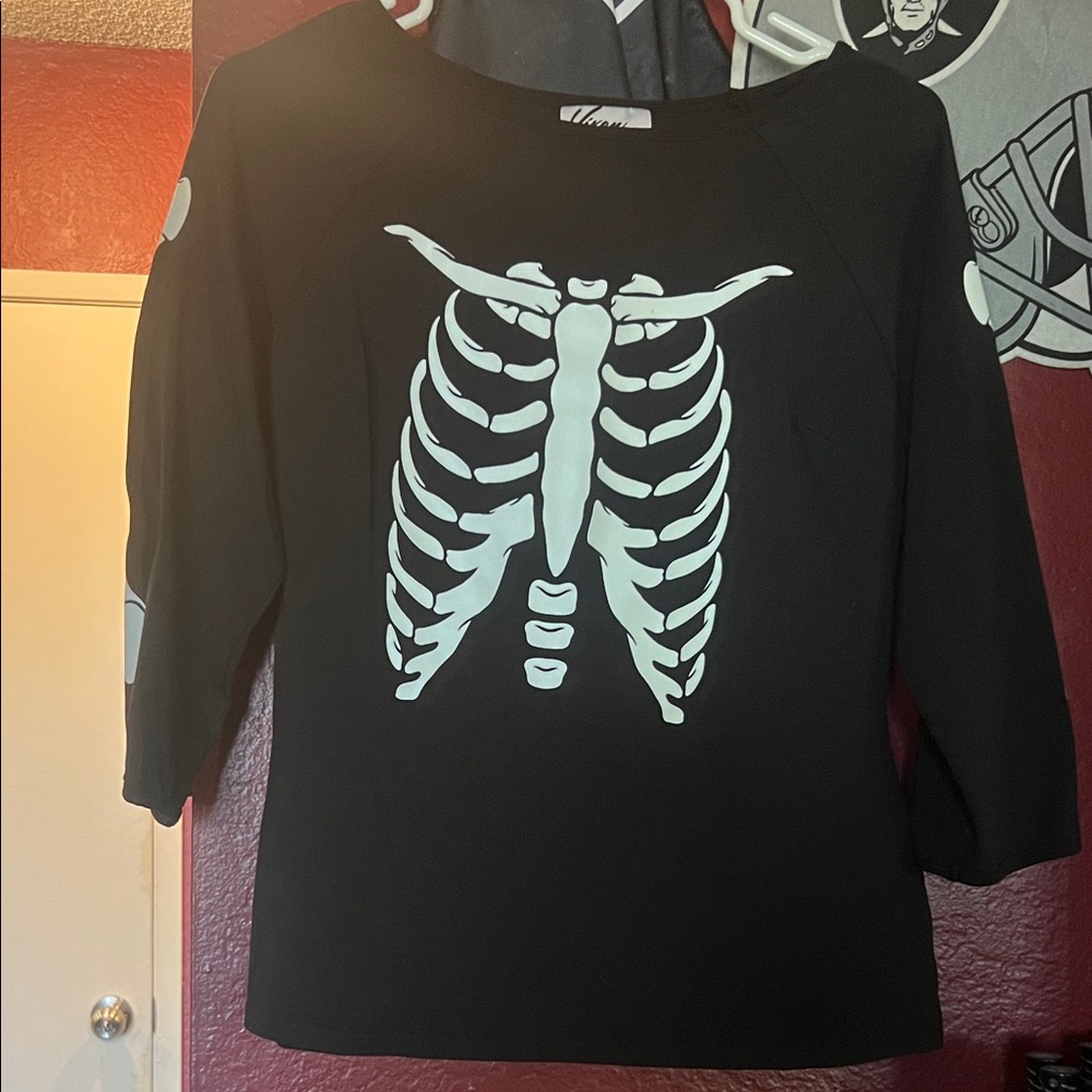 Vixen by Micheline Pitt Black and White Skeleton Sweatshirt